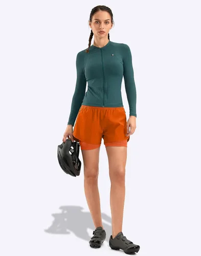 Miniatura 6 de Bikewa Pantalones cortos de ciclismo de montaña para mujer, acolchados en 4D, con bolsillos con cremallera