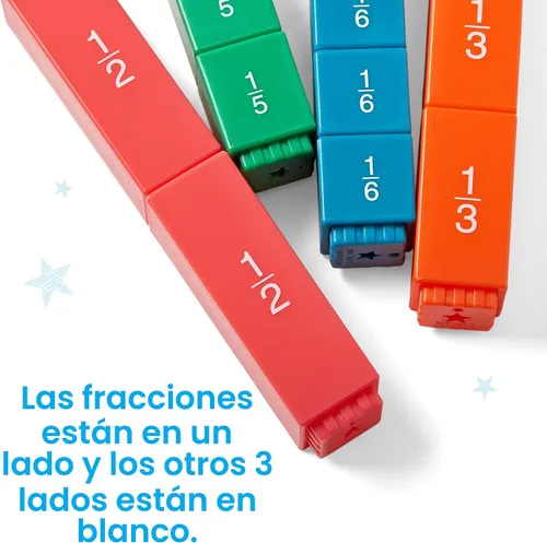 Miniatura 5 de Hand2mind - Juego de cubos de torre de arcoíris de fracciones, equivalencia de fracciones, materiales de bloques matemáticos Montessori para niños