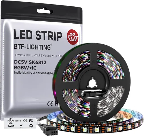 Miniatura 12 de BTF-LIGHTING RGBW RGB+Blanco Frío SK6812 (Similar WS2812B) 4 Colores en 1 Tira LED, Direccionable Individual, 16.4 pies, 60 píxel/m, 300LED Luz