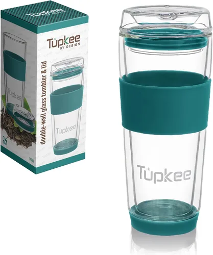 Miniatura 12 de Vaso de vidrio de doble pared de 14 onzas, vaso de té/café aislado reutilizable de vidrio soplado a mano y con tapa, vaso de viaje - Jacaranda