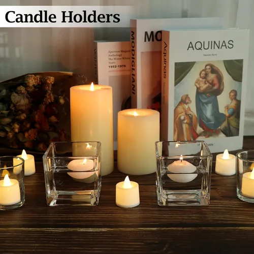 Miniatura 6 de Juego de 6 jarrones cuadrados de vidrio de 3" x 3" x 3", jarrones de flores transparentes para centros de mesa, portavelas para eventos de fiestas