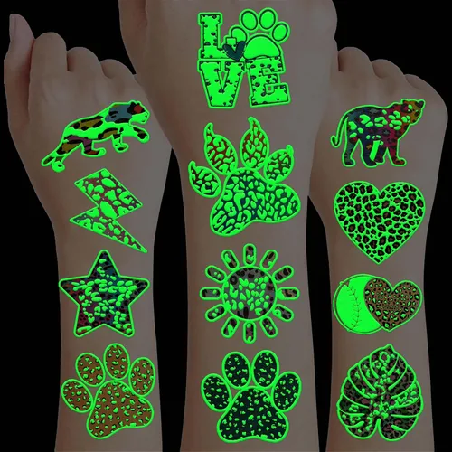 Miniatura 11 de 8 hojas (96 piezas) tatuajes temporales de selva temática de selva, suministros de fiesta de cumpleaños, regalos, decoraciones de tatuajes