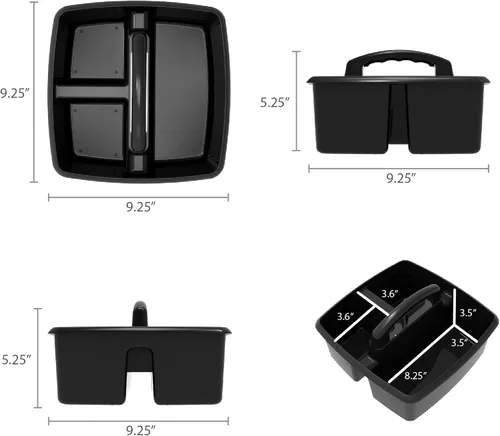 Miniatura 6 de Storex Organizador de limpieza pequeño de 3 compartimentos, organizador de suministros multiusos con asa, negro, paquete de 6 (00972A06C)