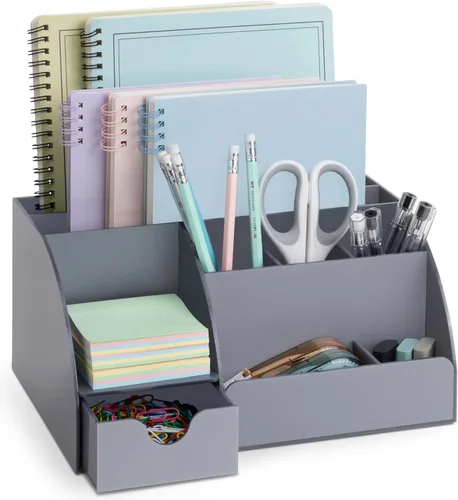 Miniatura 11 de My Space Organizers Organizador de escritorio negro con 9 compartimentos, suministros de oficina de escritorio y organizador de accesorios
