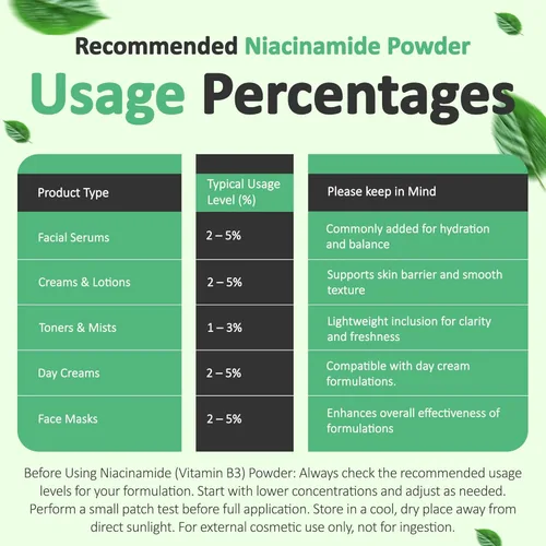 Miniatura 8 de Polvo puro de niacinamida para el cuidado de la piel (vitamina B3), suero de niacinamida, polvo de niacina (1 onza/0.99 oz) de grado cosmético
