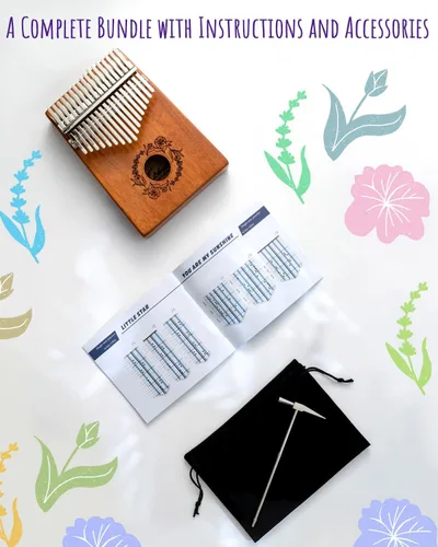 Miniatura 8 de Libretto Kalimba - Piano de pulgar de madera maciza de 17 teclas, piano de dedo portátil con martillo de afinación, bolsa de franela, manual, paño