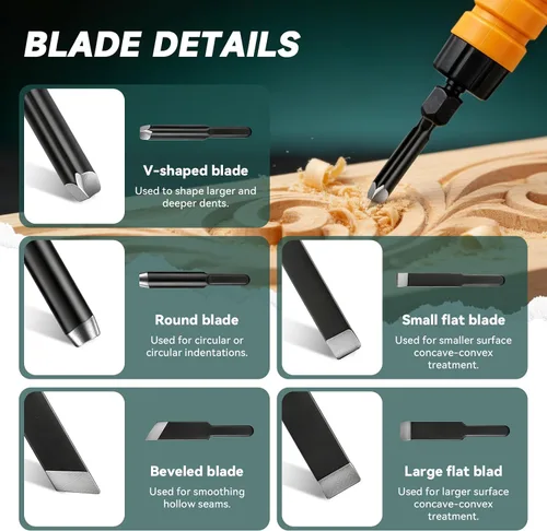 Miniatura 5 de Molino colgante de cincel de madera eléctrico, máquina de grabado de control de pedal para carpintería, máquina de tallar cincel de madera con mango