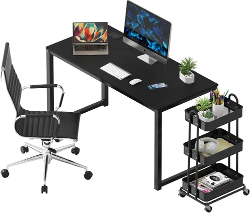 Miniatura 4 de SHW Escritorio para computadora de oficina de grado comercial de 48 pulgadas, color negro Grado comercial