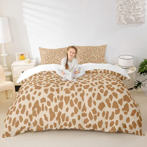 Miniatura 36 de Juego de funda de edredón para niños, tamaño individual, diseño de cebra y leopardo con purpurina, decoración de habitación para niñas y mujeres