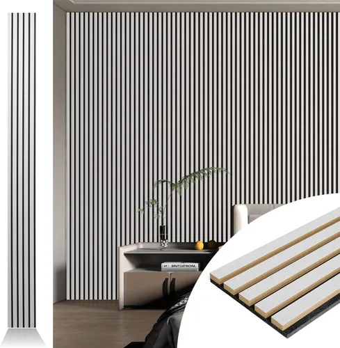 Miniatura 18 de Art3d 2 Paneles Acústicos de Listones de Madera para Pared y Techo - Panel 3D Ranurado de Absorción de Sonido con Acabado de Madera - Plata Plateado