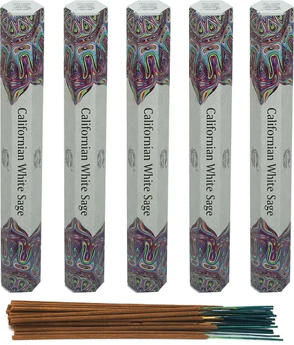Miniatura 6 de Raajsee Varillas de incienso de salvia blanca, paquete de 5 varillas de 100 % insense puro, orgánico natural, enrolladas a mano sin productos Sabio