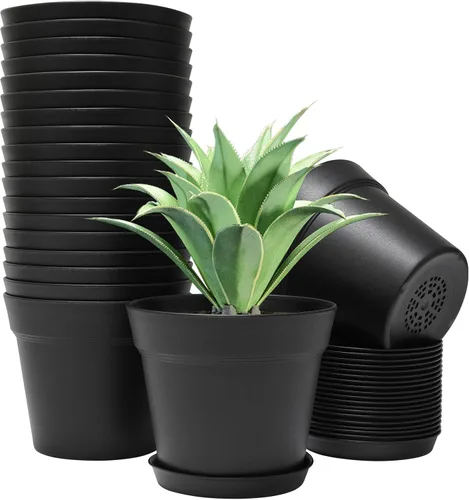 Miniatura 11 de GARDIFE Paquete de 20 macetas de 4 pulgadas, macetas para plantas de interior, macetas de flores, negras