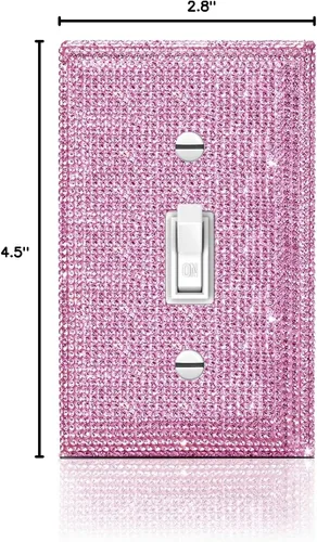 Miniatura 6 de Placa decorativa de interruptor de luz con diamantes de imitación brillantes en rosa y plata, cubierta de placa de pared con diamantes de imitación