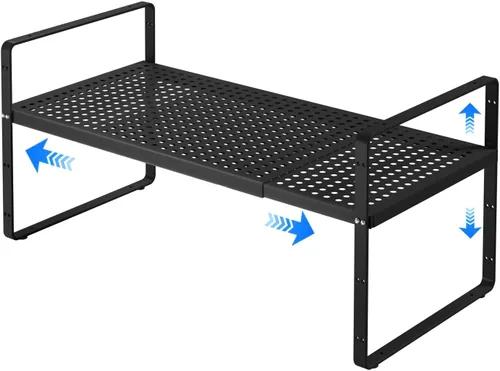 Organizador de estantes expandibles para gabinete, organizador de estante pequeño de cocina para encimera, despensa, estante de especias de