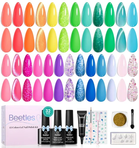 Miniatura 27 de beetles colección “Fantasyland” - Esmaltes en gel permanentes, de 20 colores, pastel, rosa brillante, morado, azul marino, verde y con brillantina