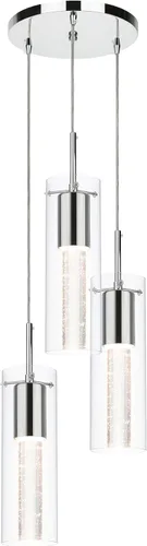 Miniatura 8 de Iluminación Colgante de XiNBEi, Luz Colgante en Cúmulo para Isla de Cocina de 3 Luces con Cristal y Bombilla LED XB-P1110-3-CH Cromo