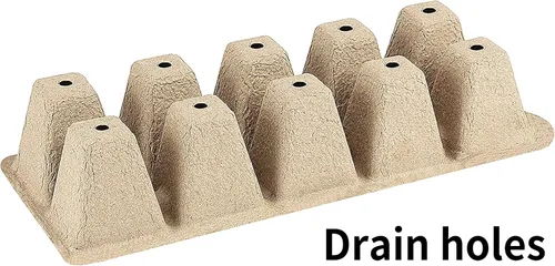 Miniatura 3 de Bandeja de inicio de semillas 100 celdas, macetas de turba biodegradables para plántulas, paquete de 10 vasos cuadrados de pulpa de 1.8 pulgadas