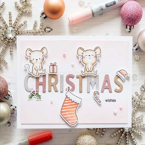 Miniatura 3 de Sellos transparentes de ratón de Navidad y juegos de troqueles para hacer tarjetas, plantillas de corte para álbumes de recortes, álbum de fotos