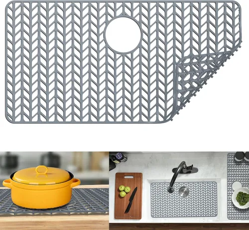 Miniatura 13 de Protectores de fregadero para fregadero de cocina de 12, 13, 16, 18, 19, 24, 26, 28, 29, 30 pulgadas, alfombrilla de silicona para fregadero