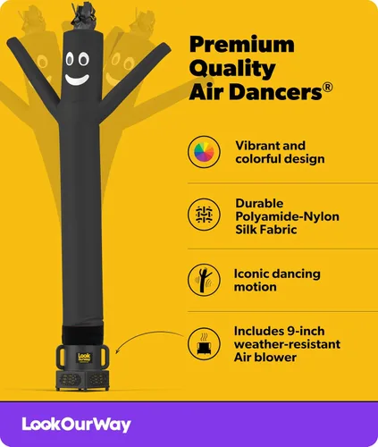 Miniatura 2 de LookOurWay Air Dancers - Hombre inflable de baile alocado de 7 pies de altura con soplador Sky Dancer - Hombre bailando publicitario inflable negro