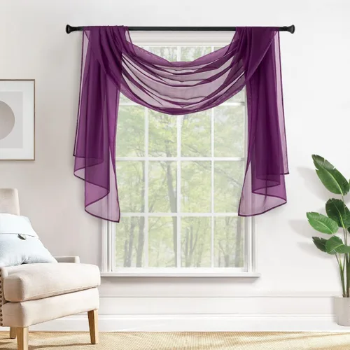 Miniatura 22 de MIULEE Cenefa Beige para Ventana para Fiesta - Cortina Transparente Cenefa Superior Tratamiento de Ventana Cortinas Decorativas para Arco de Boda