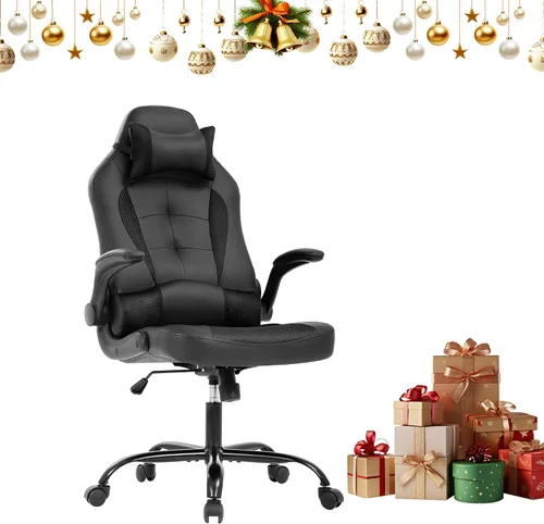 Miniatura 8 de Silla de juegos con reposacabezas y soporte lumbar, grande y alta, altura ajustable, silla ergonómica para juegos de PC en piel sintética Rosa