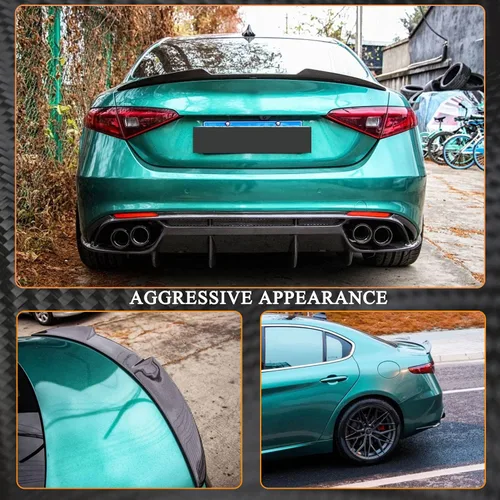 Miniatura 2 de Alerón de maletero de fibra de carbono en seco para Alfa Romeo Giulia Quadrifoglio Sedán 2015-2022, salida de fábrica, alerón trasero, tapa