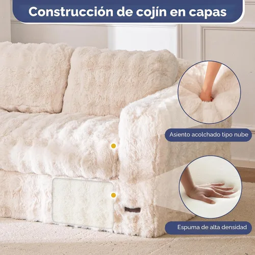 Miniatura 7 de MAXYOYO Sofá de dos plazas para sala de estar, sofá pequeño acolchado sin estructura, cómodo sillón tipo puf para espacios pequeños, dormitorio