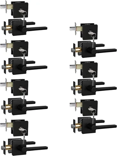 Miniatura 60 de NEWBANG Palanca de puerta de cama/baño para privacidad Baño e interior Manija de cerradura de puerta en negro mate envejecido, HD1601-DB-BK-1P