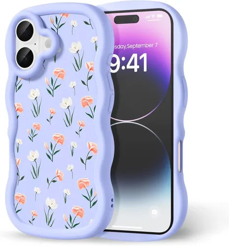 Miniatura 221 de Compatible con iPhone SE/8/7 Funda para Mujeres y Niñas, Marco Ondulado Rizado con Patrón Lindo, Estética Delgada Suave Silicona TPU Parachoques