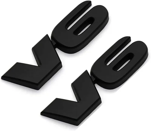 2pcs Metal Chrome V6 Motor Badge Sport Turbo Sticker Car Trunk Emblema Calcomanía (negro)
