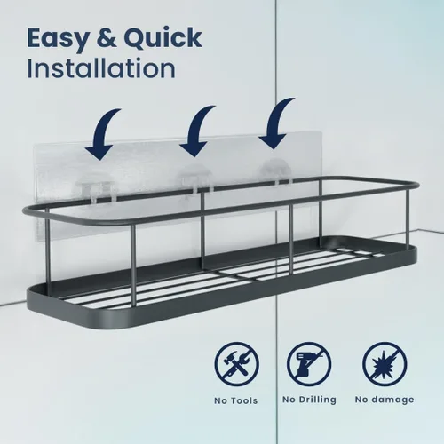 Miniatura 4 de Sben Organizador adhesivo para ducha, no requiere taladro, paquete de 5, organizador de ducha de baño con 2 jaboneras y soporte para cepillo