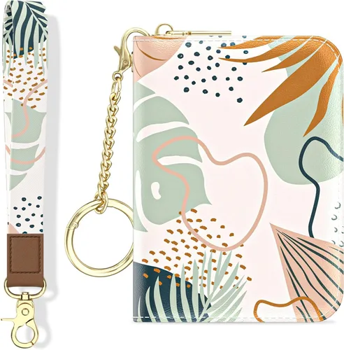 Miniatura 20 de Aiawoxc - Tarjetero para Tarjetas de Crédito para Mujer, Pequeño Organizador de Tarjetas de Negocios de Cuero Delgado con RFID, Cremallera