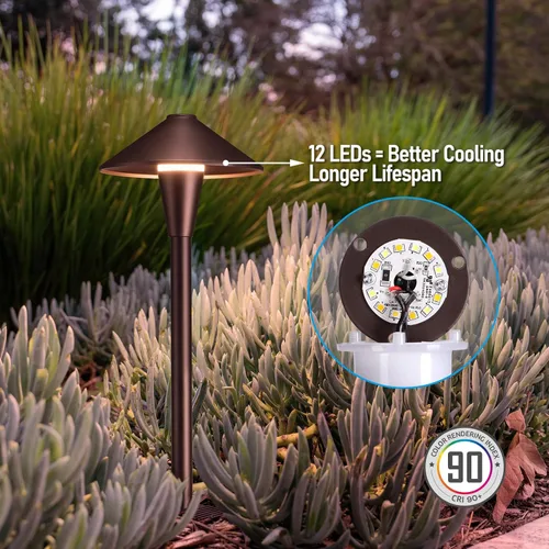 Miniatura 7 de LEONLITE Update 5CCT Luces de Sendero de Bajo Voltaje, Luces LED para Sendero de Paisajismo, 1800/2700/3000/4000/5000K, Cabezal de Cono Plano