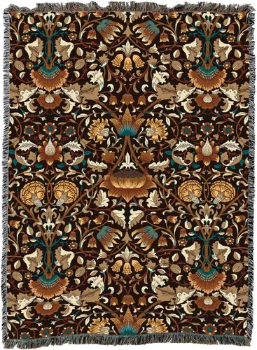 Miniatura 19 de Pure Country Weavers William Morris Lodden Cornflower Blanket - Artes y Oficios - Tapiz Decorativo de Regalo Tejido de Algodón - Fabricado