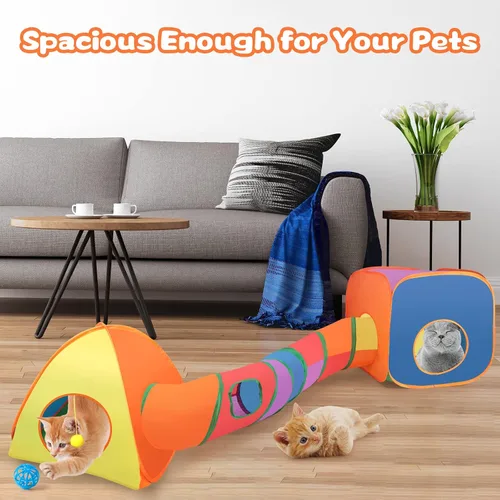 Miniatura 5 de BWOGUE Túneles y tubos de conejo, tubo plegable para escondite de conejo y cubos plegables, patio de recreo, escondite de actividades para animales