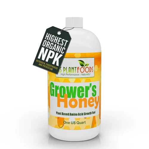 Grower's Honey - Fertilizante líquido a base de plantas, alimento orgánico para plantas para un enorme crecimiento vegetativo (1 cuarto de galón),