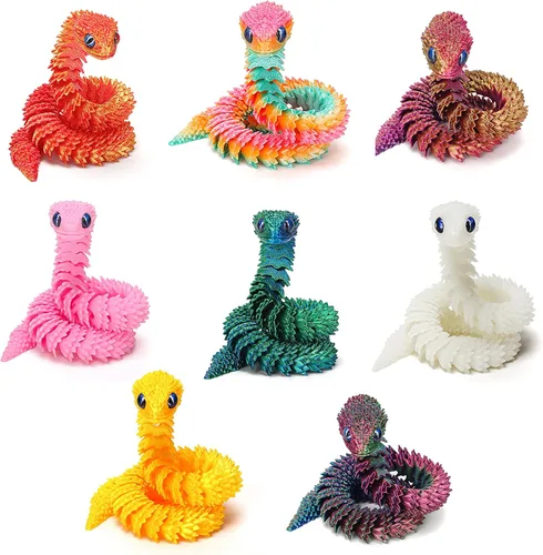 Miniatura 7 de uyrzwek 4 Piezas Juguetes de Serpiente Impresos en 3D de 12 pulgadas, Animales Impresos en 3D, Artículos Flexibles de Serpiente Impresos en 3D