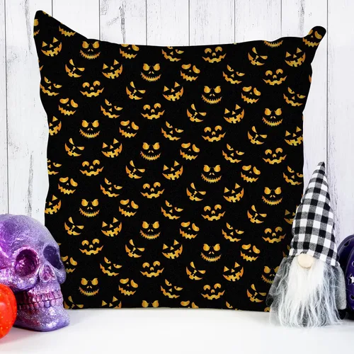 Miniatura 5 de Whaline 12 paquetes de tela de algodón de Halloween de 10 x 10 pulgadas, araña, calabaza, murciélago, rayas, cuadros, cuadrados, naranja y negro