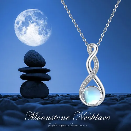 Miniatura 8 de Twoowl Collar de nudo celta de plata de ley 925 collar con colgante irlandés de buena suerte joyería de piedra lunar infinita regalos para mujeres