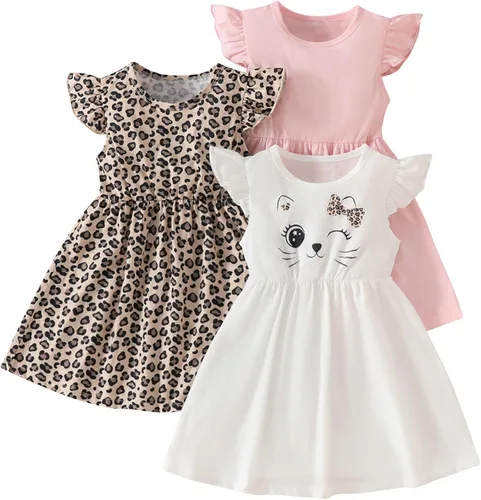 Miniatura 37 de Vestidos para niñas Vestidos para niñas pequeñas Paquete de 3 Vestido casual de fiesta con estampado patinador acampanado tipo A Vestido de verano