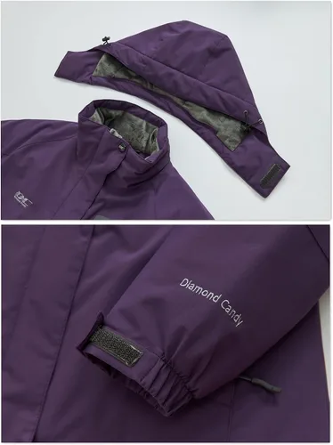 Miniatura 6 de Diamond Candy Chaqueta de esquí de invierno con capucha para mujer, resistente al viento, chaqueta cálida impermeable para la nieve