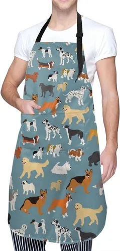 Miniatura 11 de Perinsto Delantal Impermeable para Mascotas Perros Gatos Animales Lindos con Babero para Aseo Cocina Horneado Pintura Jardinería Gato divertido