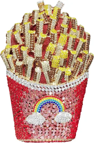 DEBIMY Papas fritas con diamantes de imitación para mujer bolso de cristal brillante bolso de noche para boda fiesta