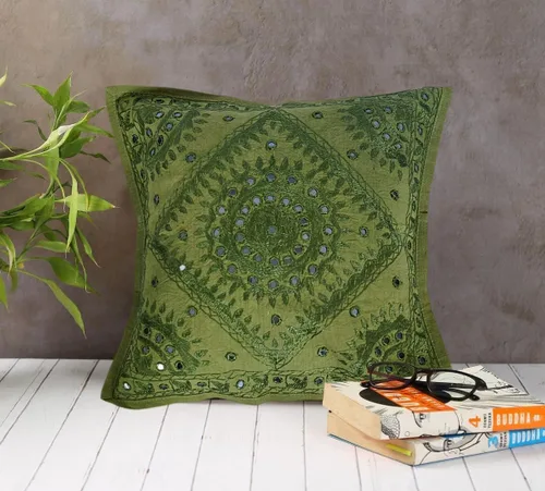 Miniatura 16 de Fundas de almohada decorativas hechas a mano 100% algodón, fundas de cojín (tamaño 16 x 16, color: amarillo)