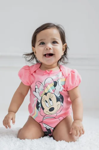 Miniatura 2 de Disney Minnie Mouse Mickey Donald Duck Baby Girls 5 Pack Bodysuits Newborn to Infant