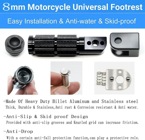 Miniatura 4 de M8 Estriberas Plegables para Motocicleta Estriberas Delanteras Coche Eléctrico Antideslizantes Reposapiés Traseros Bicicleta 90 Grados Fijo Plegable