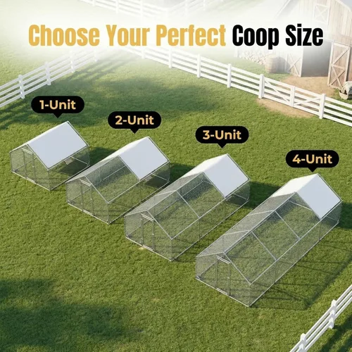 Miniatura 9 de Gallinero grande de metal para gallinero, corral para 40 pollos, jaula de aves de corral con cubierta impermeable para conejos, pato, corren
