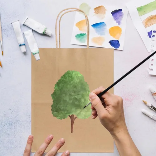 Miniatura 6 de Joybe Paquete de 50 bolsas de papel marrón medianas de 8x4.75x10 pulgadas con asas al por mayor, bolsas de regalo de papel kraft para favores