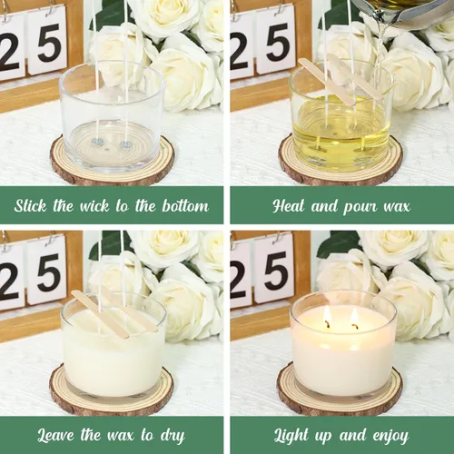Miniatura 3 de SUPMIND Tarros de vela de 12 onzas para hacer velas, paquete de 8 tarros vacíos grandes de vidrio transparente con tapas de bambú, recipiente